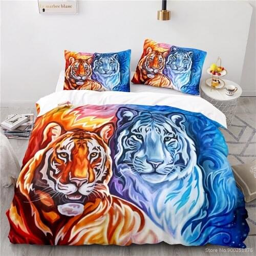 3D Printed Animal Tigers Bedding Set Twin Full Queen King Size Duvet Cover Set Home Textile Bedclothes for Kids Adults Bedroom