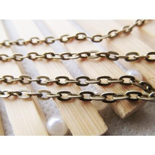 5 meters 2.60x3.60mm Antique Bronze/Silver tone Flat "0" Cross Connector Link Chain,DIY Chain,Necklace & Bracelet Findings