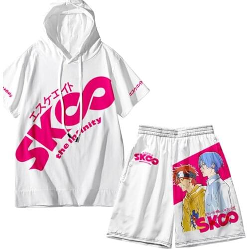 Anime SK8 the Infinity Reki Cosplay Hooded T-shirt Shorts Sets 3D Print Short Sleeve PLus Size SK EIGHT Sportswear for Boys Mens