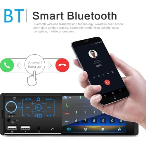 Bluetooth 1 Din Car Radios Audio Stereo FM Receiver Full Touch Screen USB MP51080P Steering Wheel Control Multimedia Player