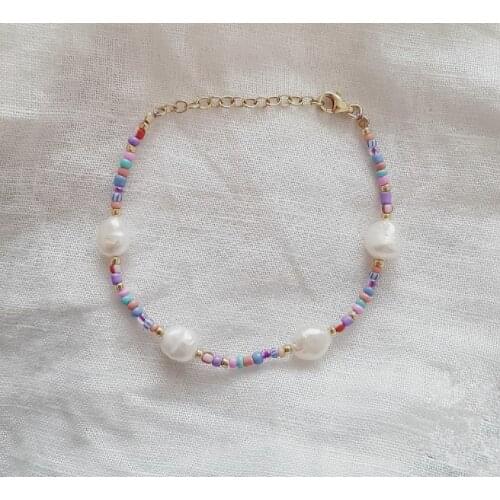 2020 alibaba aliexpress bohemian boho women pink beaded beads women girls jewelry gift freshwater pearl bracelet wholesale