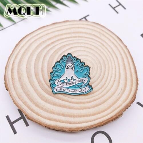 Creative Cartoon Animal Fish Shark Whale Sea Enamel Brooch Alloy Badge Denim Clothes Bag Pin Cute Sweet Jewelry Gift For Kid