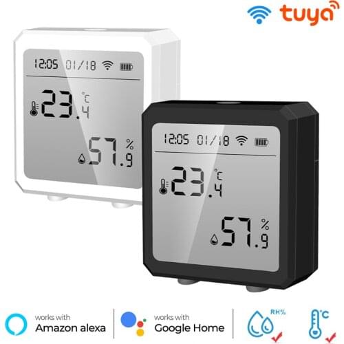 WiFi Temperature And Humidity Sensor Battery Power With LCD Screen Display Working With Alexa Google Assistant Tuay/Smart Life