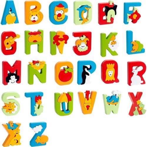 Childrens 3D Building Blocks Educational Toys Baby Learning Cognitive Fun 26 English Alphabet Animal Puzzle Kindergarten Gifts
