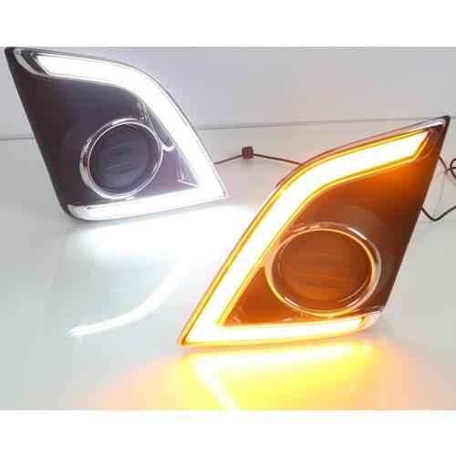 2pcs Daytime Running Lights For Isuzu D Max 2016 2017 2018 2019 12v 24v Car Led Drl With Turn Signal Fog Light Amber Dual Color