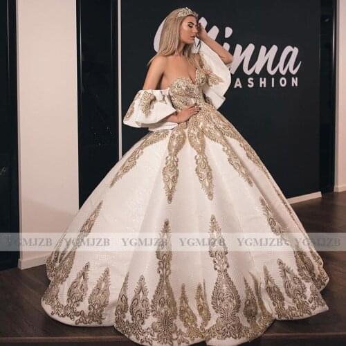 Elegant Long Evening Dresses 2020 Sweetheart with Sleeves Appliques Arabic Formal Dresses Ball Gown Prom Dresses Robe De Soiree