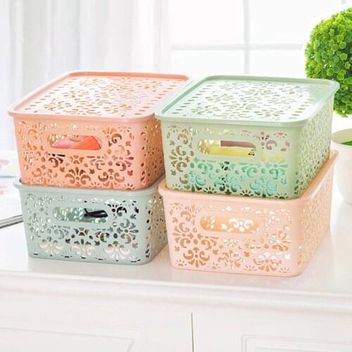 Imitation Rattan Table Top Plastic Hollow Storage Basket Clothes Laundry Kitchen Snack Storage Box Bathroom Bath Basket