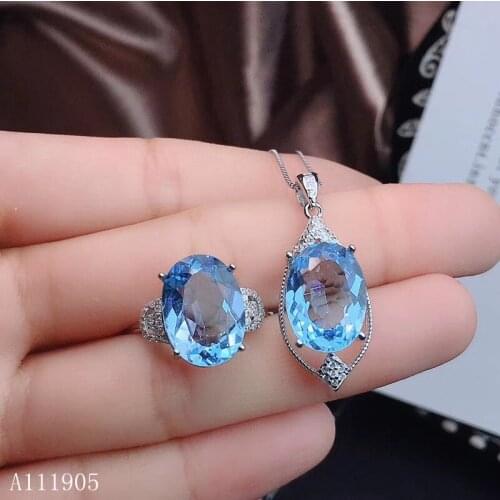 KJJEAXCMY boutique jewelry KJJEAXCMY boutique jewelry 925 sterling silver inlaid natural topaz gemstone female ring pendant neck