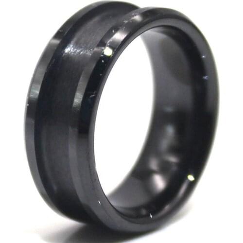 8mm 6mm Black Tungsten Rings Blank for Inlay DIY Jewelry for Men Women Beveled Edges Center Grooved