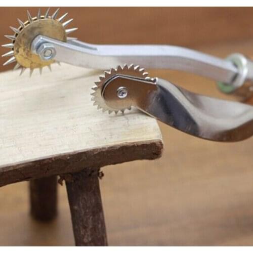 Wheel Leather Stitch Roulette Marker Practical Wood Handle Leather Fabric Serrate Tracing Wheel Tool