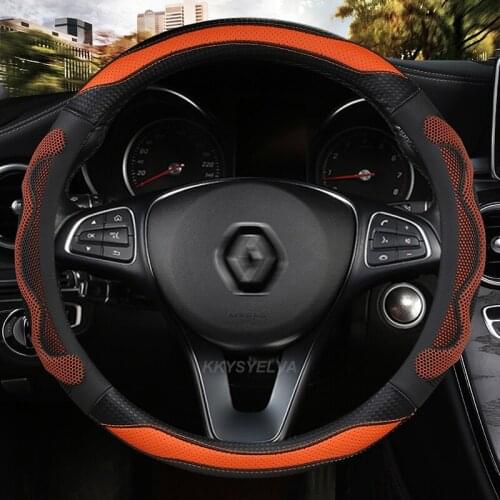 Leather Steering Wheel Cover for Renault Clio Megane Alaskan Talisman Kadjar Kaptur Koleos Scenic Symbol Sandero Duster Fluence