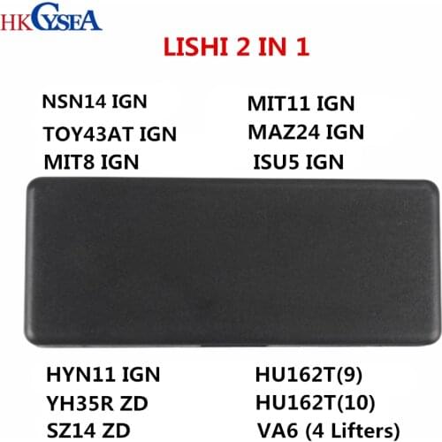 Lishi 2 IN 1 NSN14 TOY43AT MIT8 MIT11 MAZ24 ISU5 HYN11 IGN Ignition SZ14 Key Reader HU162T(9)(10) VA6 4 Lifters Pick and Decoder