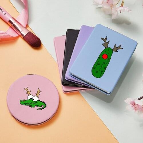 Fashion Cartoon Makeup Mirror with Double Sides Cartoon Cute Cactus Travel Magnifying Pocket Compact Cosmetic Vanity Mirrors