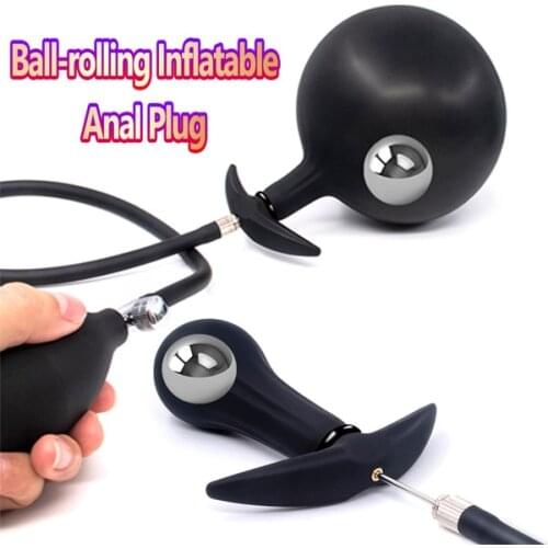 Inflatable Rolling Steel Ball Butt Plug Huge Dildo Pump Anal Dilator Prostate Massager Anal Ball Sex Toys Vaginal Masturbation