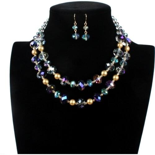 New retro style simple Rhinestone crystal multi-layer necklace collar chain retail/wholesale factory direct jewelry