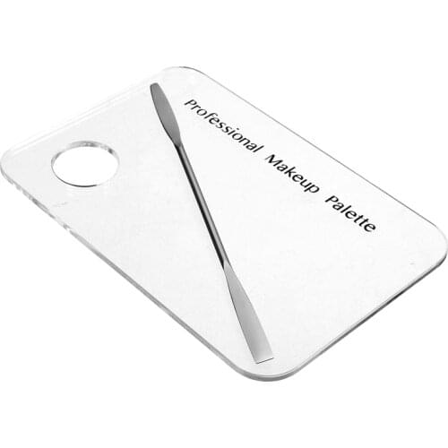 Makeup Palette Clear Acrylic Nail Stamping Plates Polish Gel Mixing Spatula Foundation Eyeshadow Stainless Steel Rod Manicure