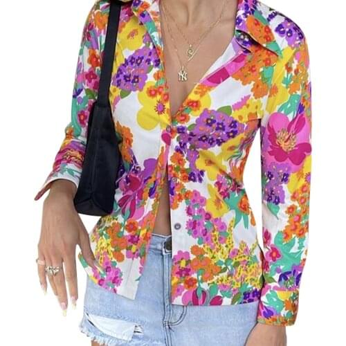 Sexy Women Button-down Shirt, Adults Casual Printed Long Sleeve Turn-down Collar Cardigan 2021 New Fashion
