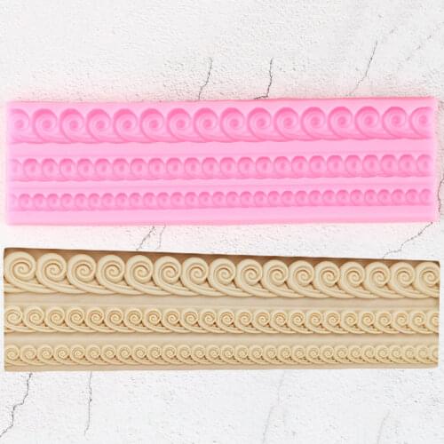 Strip Lace Wave Sea Spray Border Silicone Molds Cupcake Topper Fondant Cake Decorating Tools Candy Clay Chocolate Gumpaste Mould