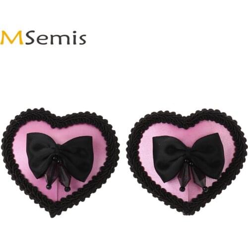 Sexy Nipple Covers for Women Erotic Heart Shaped Bowknot Nipple Stickers Self Adhesive Bra Nipple Cover Femme Porno Accessories
