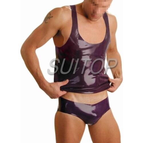 Sexy mans rubber sports body suit latex shorts and vent lingerie sets