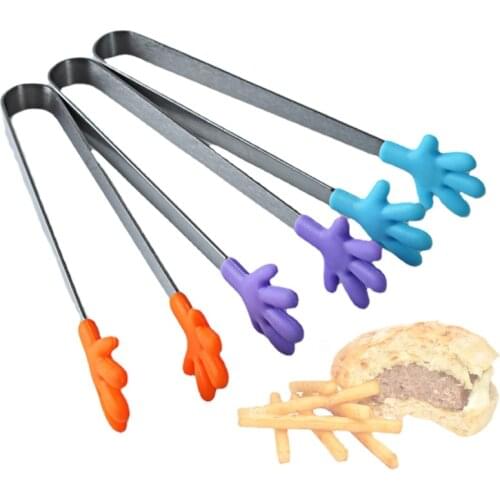 1pc Silica gel Kitchen Tongs Small Cute Non-Slip Silicone Bread Tong Ice Tongs Food sugar tongs Kitchen Tools