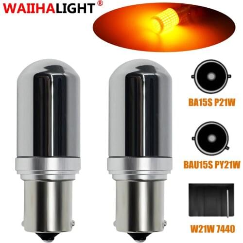 2Pcs T20 7440 W21W LED Turn Signal Light CanBus No Error 1156 BA15S P21W BAU15S PY21W Led Lamp No Flash DC 12V