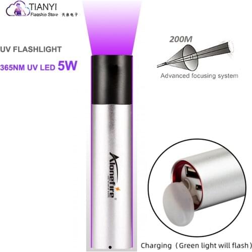 Hig led UV Flashlight Ultra Violet Light With Zoom Function Mini UV Black Light Pet Urine Stains Detector Scorpion USB charging