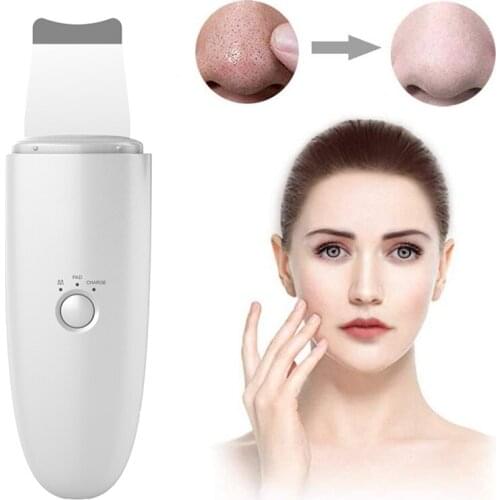 Ultrasonic Skin Scrubber Face Blackhead Dirt Remove Sonic Deep Face Cleaning Spatula Exfoliator Facial Lifting Whitening Machine