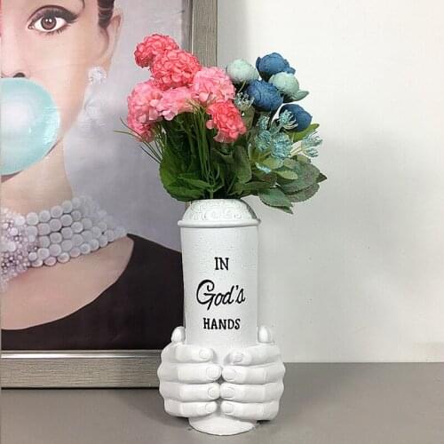 Hand of God Vase Nordic Retro Resin Vase Indoor Home Bedroom Living Room Dining Room Entrance TV Cabinet Desktop Decoration Vase