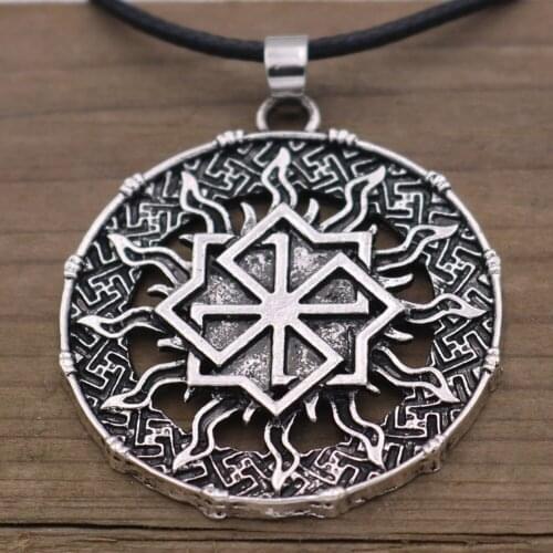 VintageTribal Style Wheel Black Sun Kolovrat Slavic Amulet Pendant Necklace Pendants Viking Talisman Men Classic Vintage Jewelry