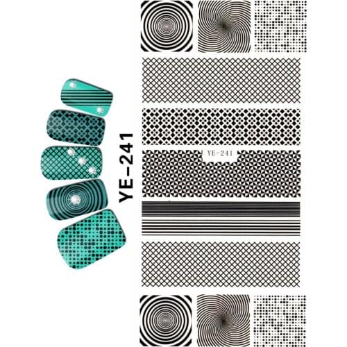 WATER DECAL NAIL STICKER CARTOON FUNNY FACES SKULL PUZZLE MAN STARS SWIRL YE241-246