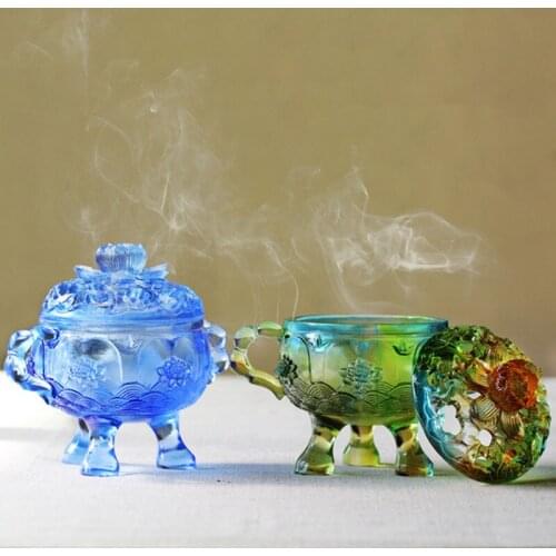 Lotus Smoke Incense color glazed Burner Aroma Support Stove Tea Ceremony Scented Bathroom Home Decoration