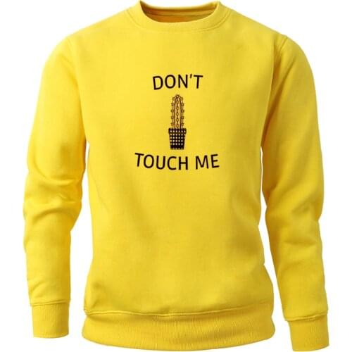 Funny Cactus Don't Touch Me Mens Harajuku Streetwear Brand Hoodies Winter Autumn Tops Sweatshirts Pullovers Crewneck Tracksuit