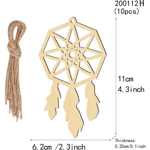 10PCS Wood Feather Dream Catcher Ornament Mini Arts Craft Feathers Hanging Girls Bedroom Decorations Car Wall Catchers Kit