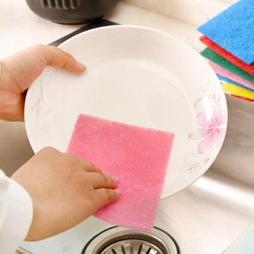 10Pcs Multi-function High-efficiency Sponge Cleaning Cloth Kitchen Efficient Cutlery Strong Decontamination Brushing Cloth