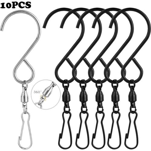 10PCS Stainless Steel S Shape Rotating Swivel Clips Hook Kitchen Bedroom Hanger Clasp Holder Hooks Plants Hanging Storage Tools