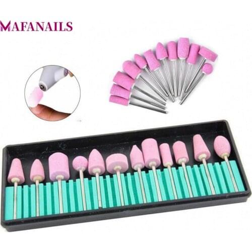 12PCS Ceramic Nail Electric Manicure Drill Bits Set 2.35 Pink Electric Rotary Bur Milling Manicure Tool Accessory TGH-01-1