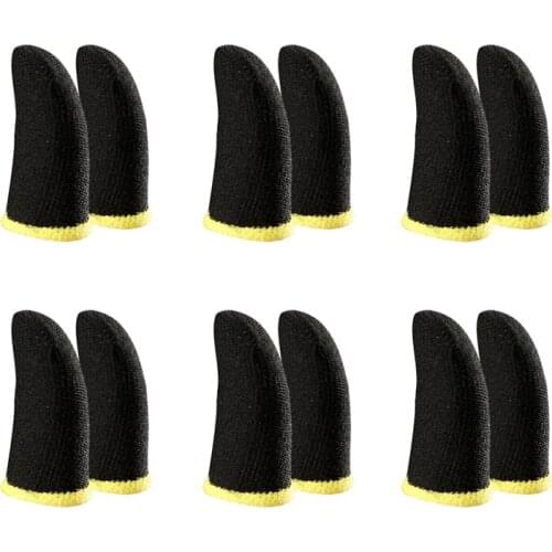 18-Pin Carbon Fiber Finger Sleeves for PUBG Mobile Games Contact Sn Finger Sleeves Black & Yellow(12 Pcs)