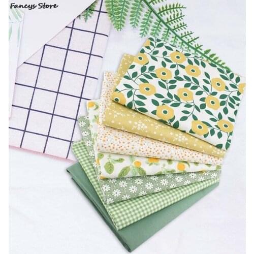 7 Pieces Twill Printed Floral Fabric Diy Handmade Patchwork 25*25cm Hand Bag Skirt Patch Japanese Handkerchief Lunch Box Cloth