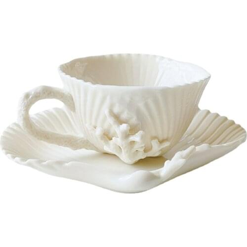 White Luxury Modern Cup Saucer Nordic Bone China Creativity Handmade Tea Cups Ceramic Coffee Tazze Drinking Accessories EK50BD