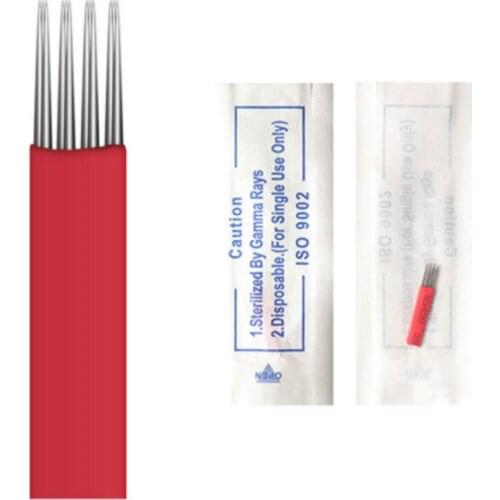 Free DHL/Fedex 500pcs Manual Fog Eyebrow Permanent Tattoo Needle 3D Permanent Makeup Eyebrow Microblading 4 x 3 Pins Round Blade
