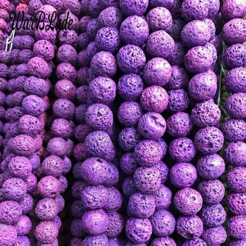 Natural Purple Volcanic Beads 4 6 8 10 12 mm Colorful Rock Lava Round Loose Stone Beads For DIY Necklace Bracelet Jewelry Making