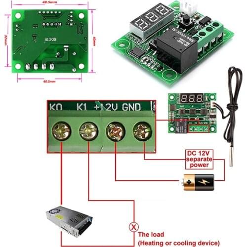 1PC New Practical W1209 LED Digital Thermostat Temperature Control Thermo Controller Switch Module DC 12V Waterproof NTC Sensor