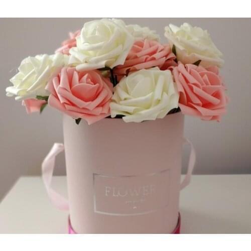 10 Heads 8CM Decorative Artificial Rose Flowers Wedding Bride Bouquet PE Foam Flower for Home Valentines Day Home Decoration