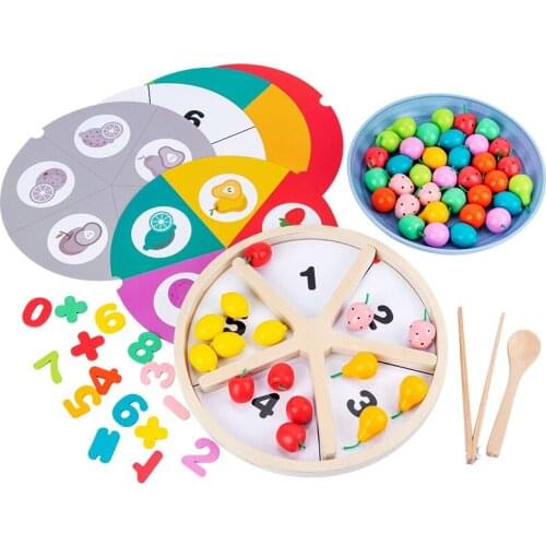 Kids Simulation Fruit Classification Toys Montessori Education Rainbow Blocks Learning Color Math Pretend Play Clip Fruits Toys