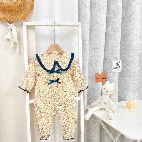 Baby clothes spring and autumn baby romper cotton long sleeve flower
