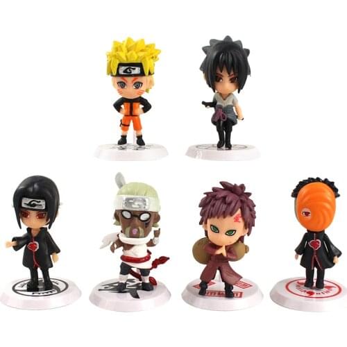 6Pcs/Set Japan Anime Character Uzumaki Naruto Action Figures Kakashi Sasuke Itachi Obito Gaara Doll PVC Model Gift Toys