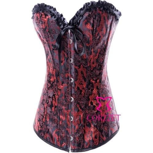 Hot Sale Ruffles Lace Up Jacquard Dobby Corsets And Bustiers Tops Corsage Corpete Langerie Corselet espartilho Women Sexy Corset