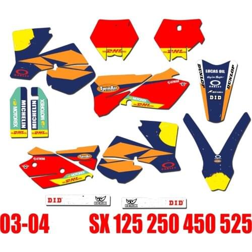 Motorcycle Personalised team Graphics Backgrounds Stickers DECALS Kits FOR KTM SX 2003 2004 125 250 450 525 for KTM 2003 SX 2004