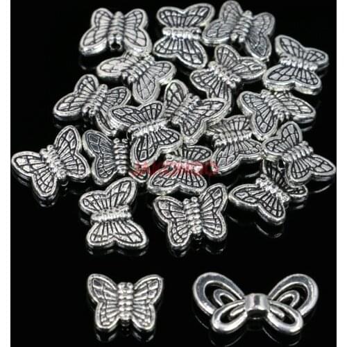 JAKONGO Antique Silver Plated Butterfly Spacer Beads for Jewelry Making Loose Beads DIY Handmade Accessories